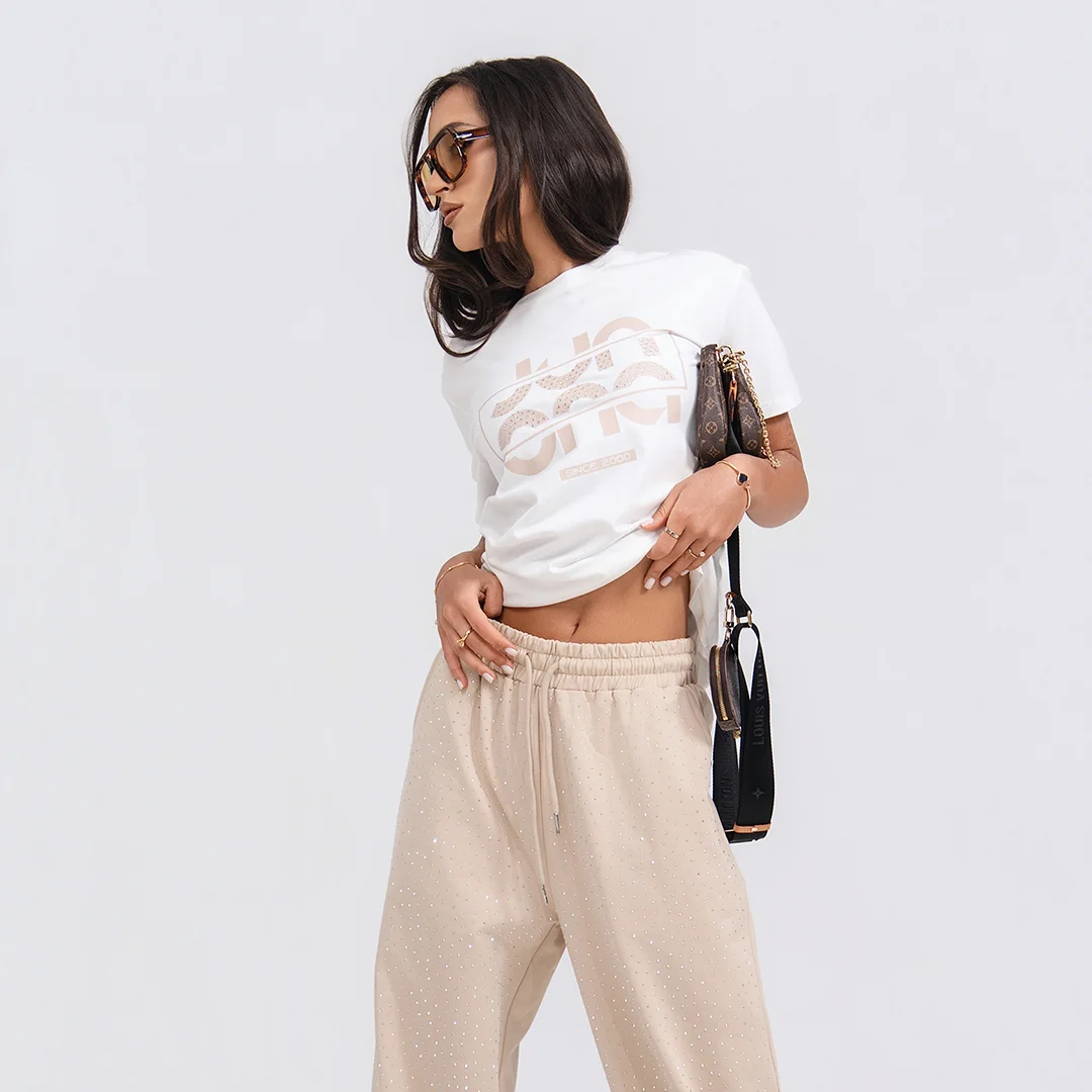 Памучна тениска с камъни Junona