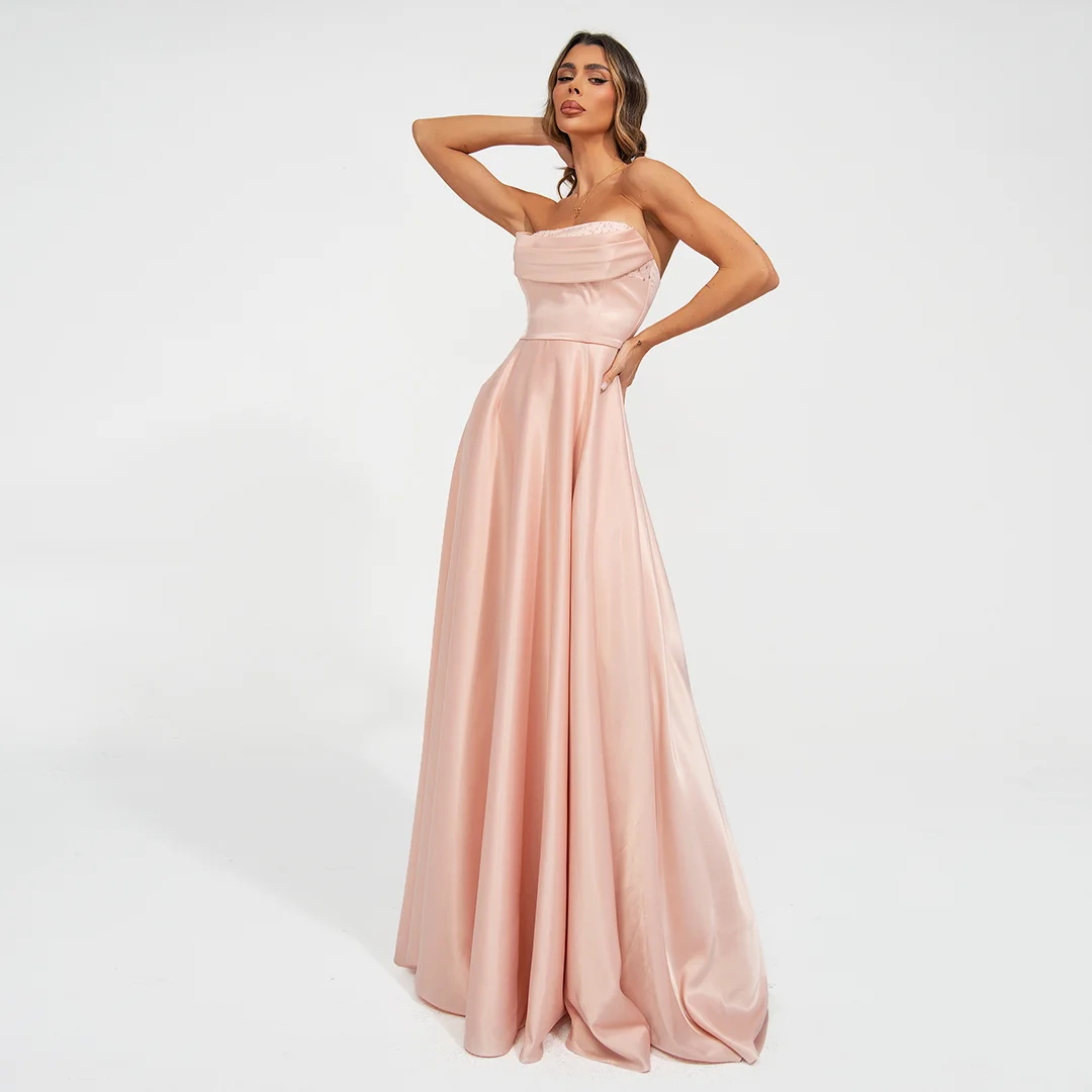 Елегантна дълга рокля в розов цвят Junona
