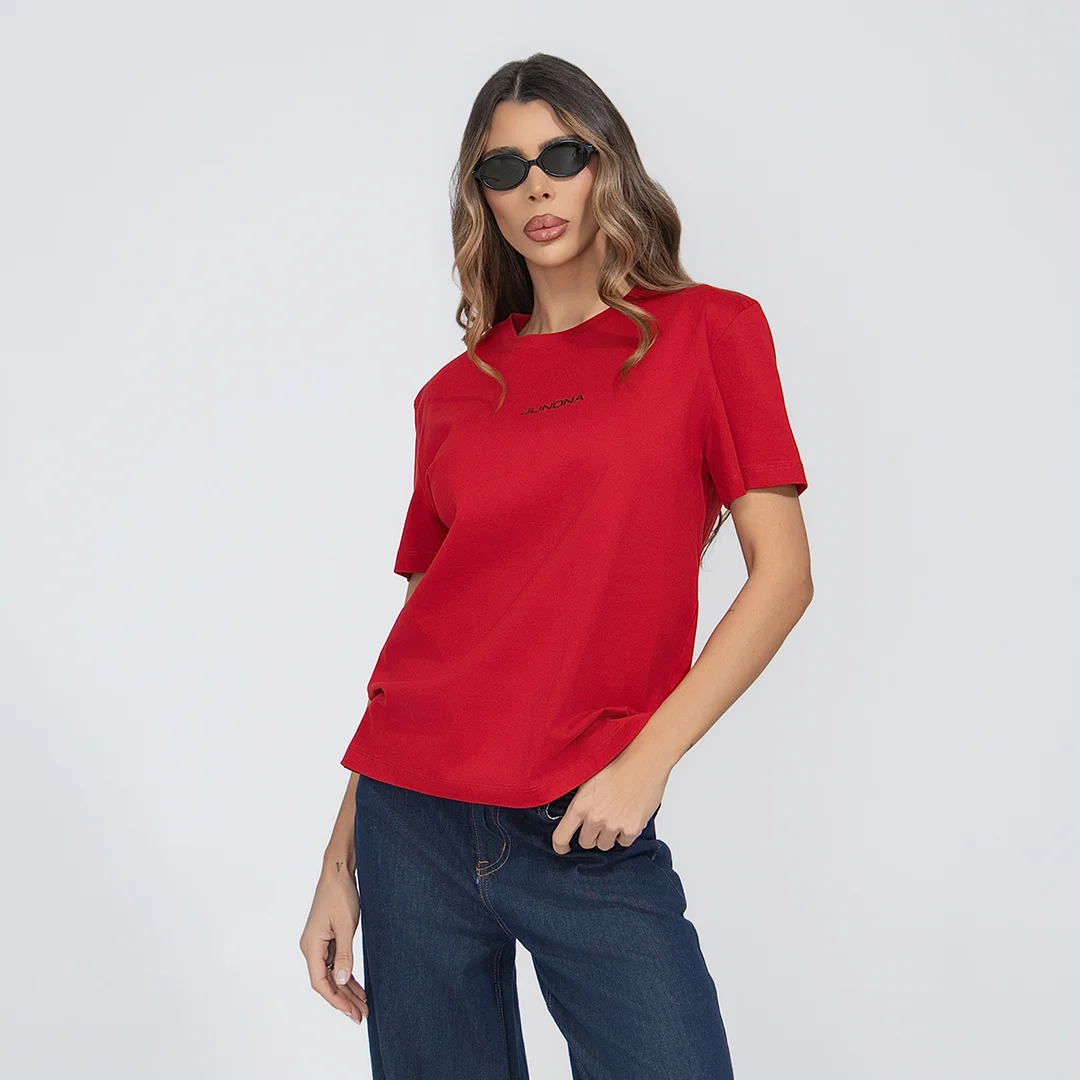 Свободна тениска в червен цвят с надпис Junona