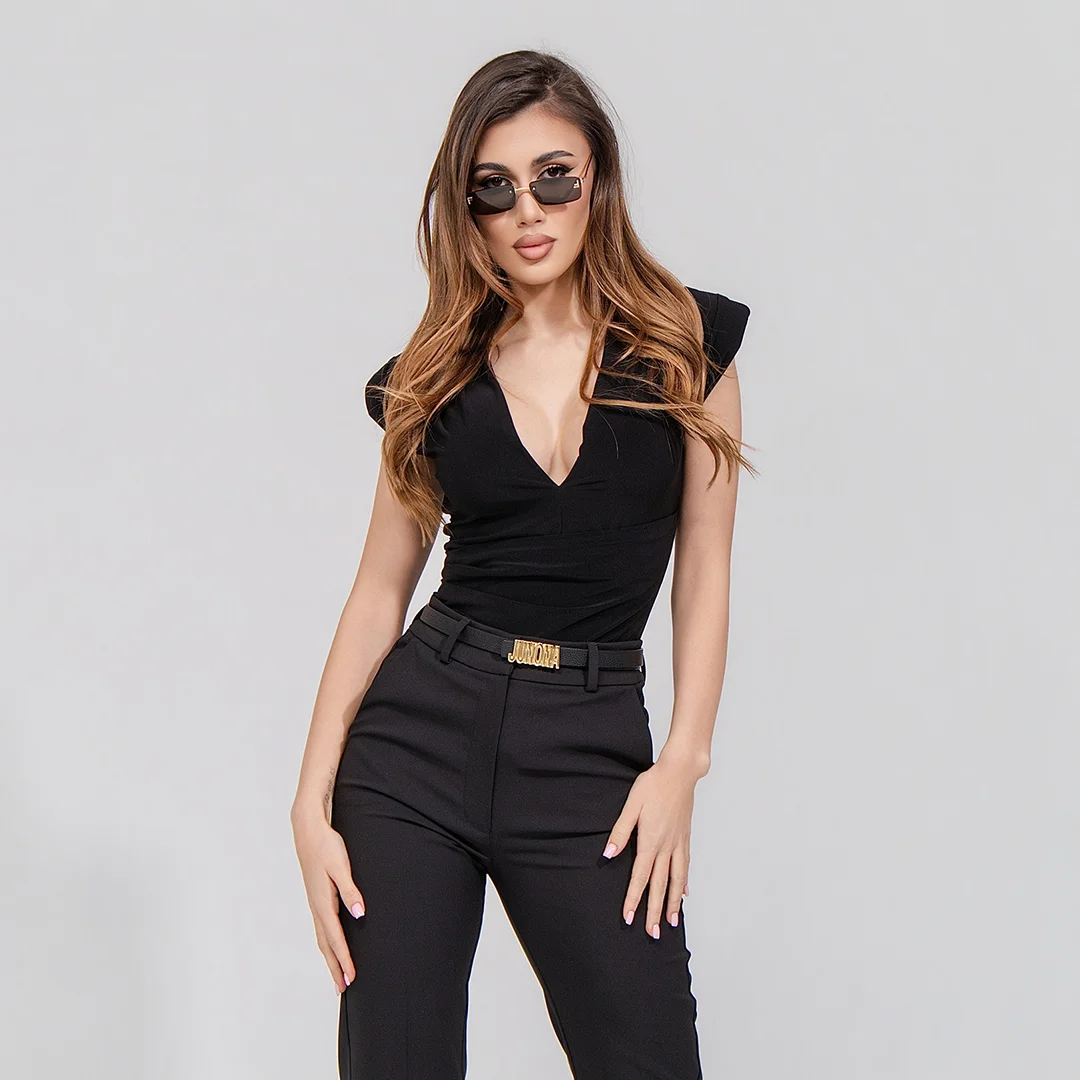 Черно боди Junona с драперия