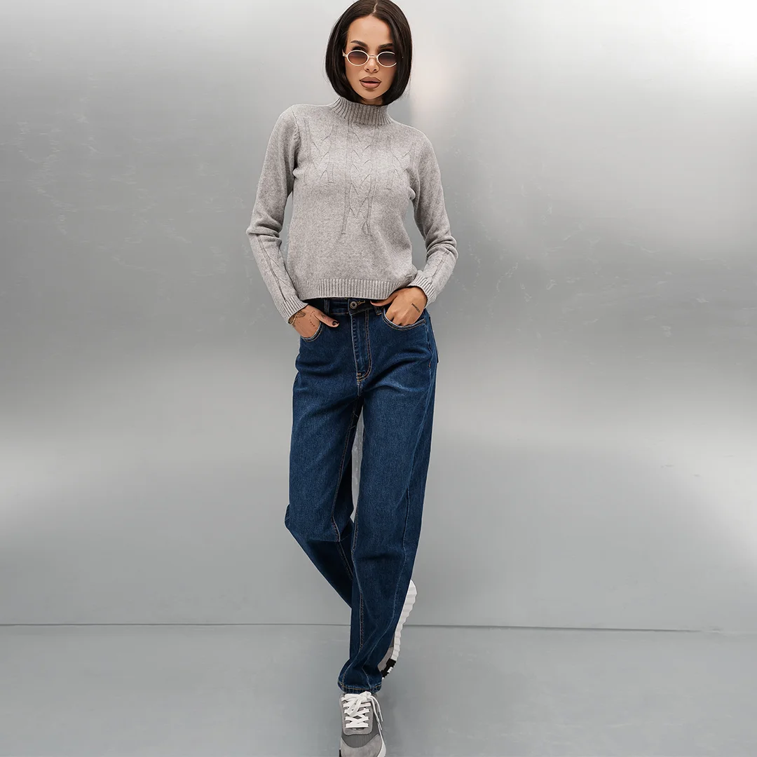 Дамски дънки baloon fit с извити крачоли