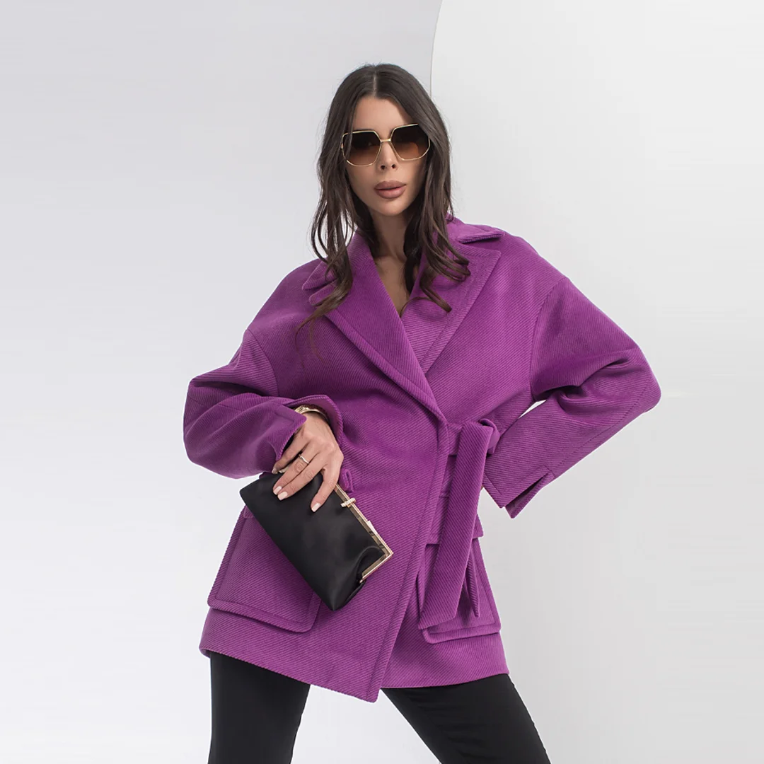 Палто с яка и колан - Junona Палто с яка и колан