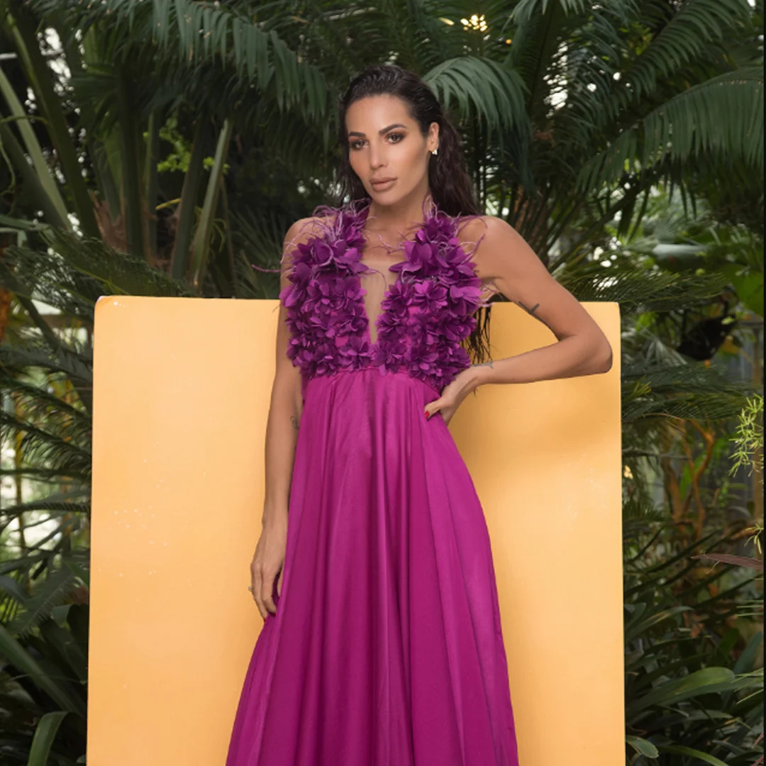 Елегантна рокля purple flower - Junona Елегантна рокля purple flower