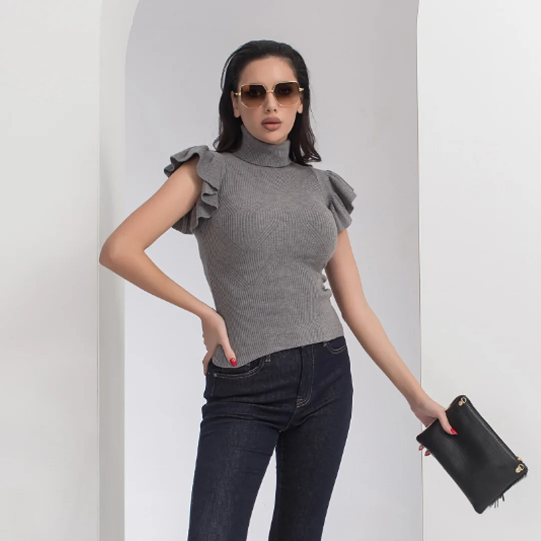 Рипсена блуза с волани - Junona Рипсена блуза с волани