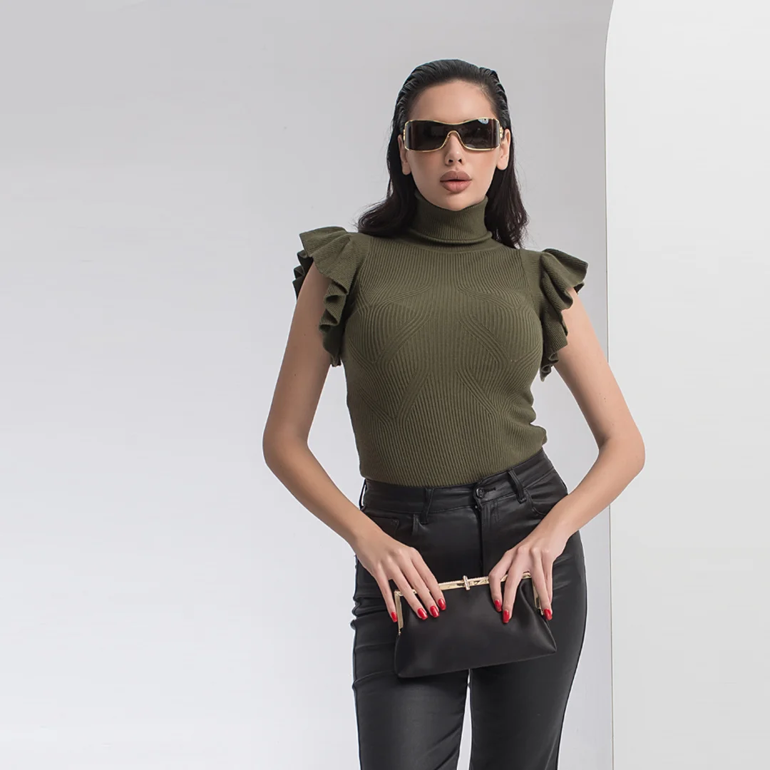 Рипсена блуза с волани - Junona Рипсена блуза с волани