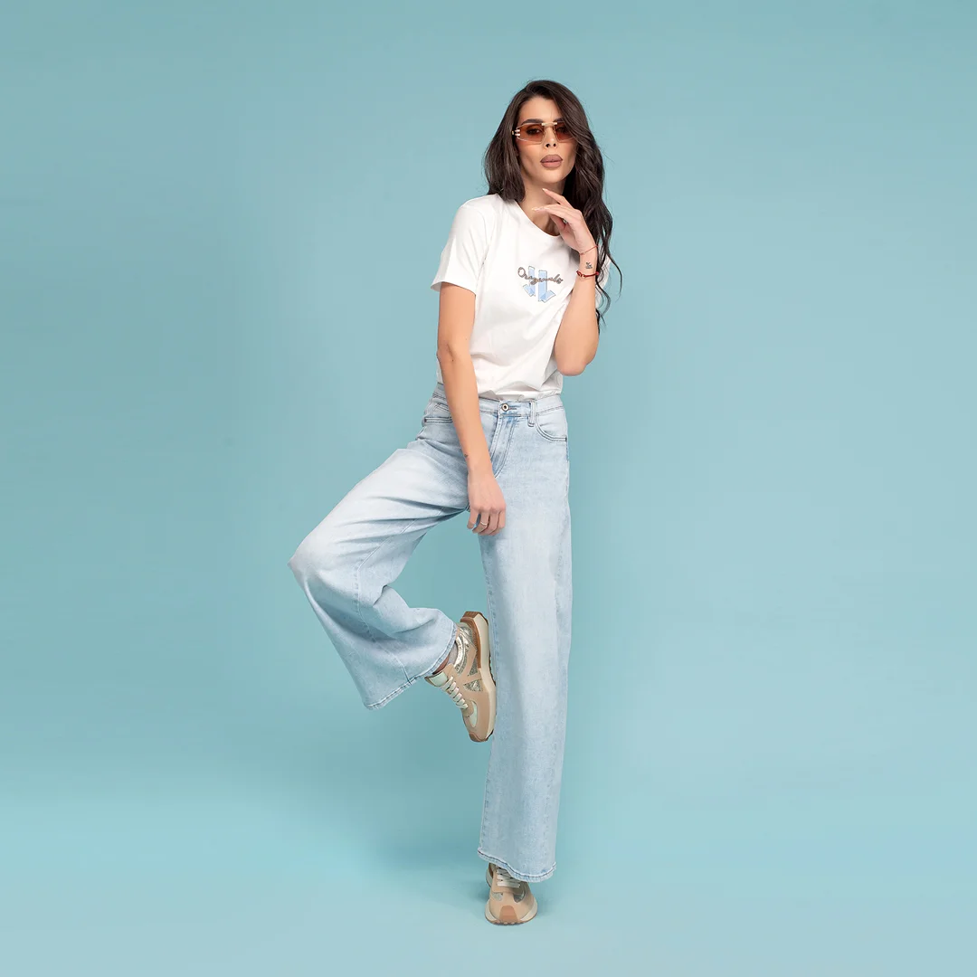 Светли дънки с широк крачол - Junona Светли дънки с широк крачол