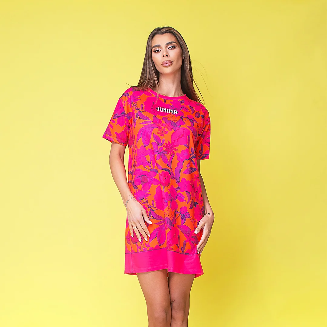 Рокля с контрастен принт - Junona Рокля с контрастен принт