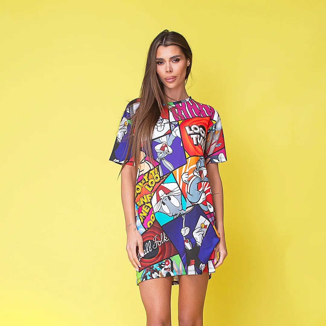 Рокля с контрастен принт - Junona Рокля с контрастен принт