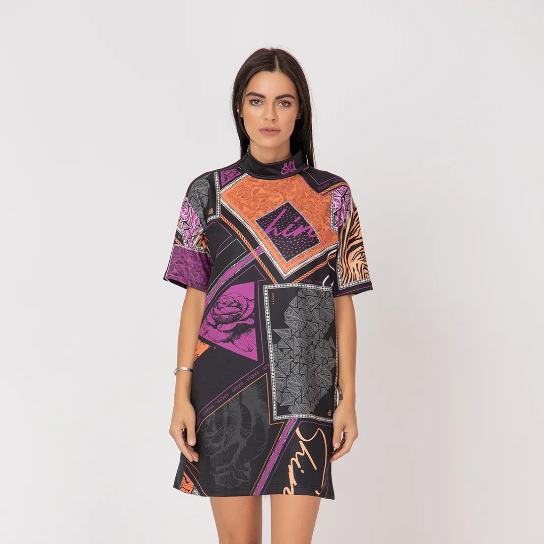 Ежедневна рокля с многоцветен принт - Junona Ежедневна рокля с многоцветен принт