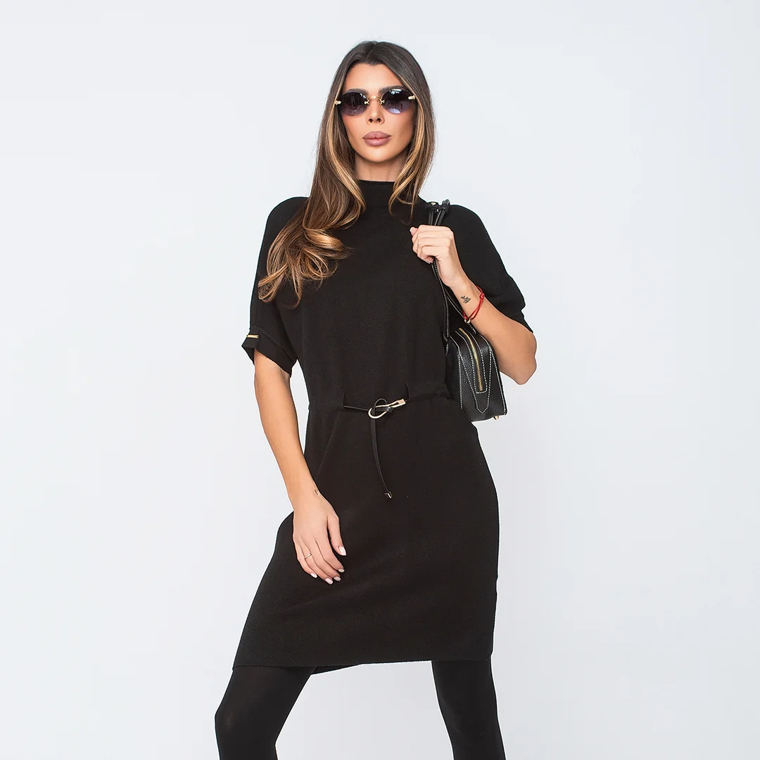 Рокля от фино плетиво с колан