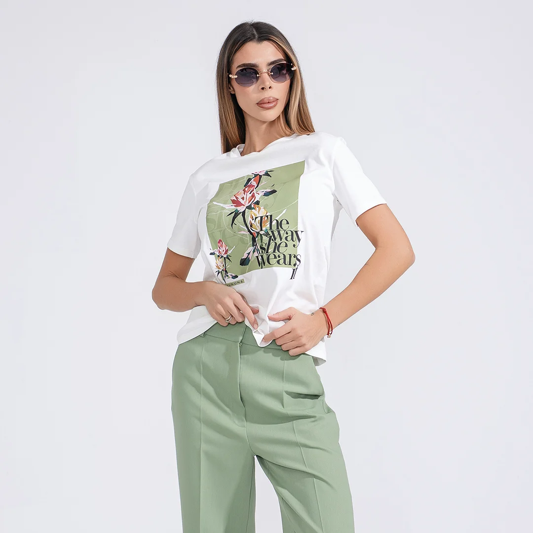 Тениска от памучна тъкан Junona Green