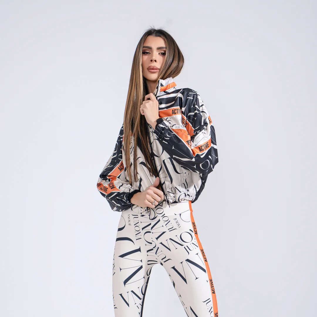 Дамско спортно яке тип ветровка Jfit Orange/Black