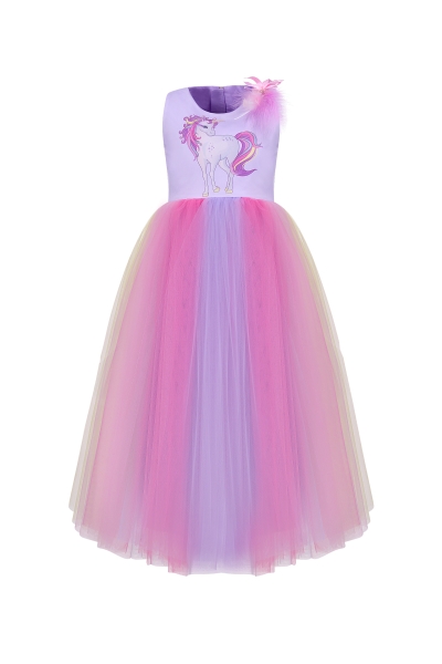 Детска рокля Еднорог в лилав цвят