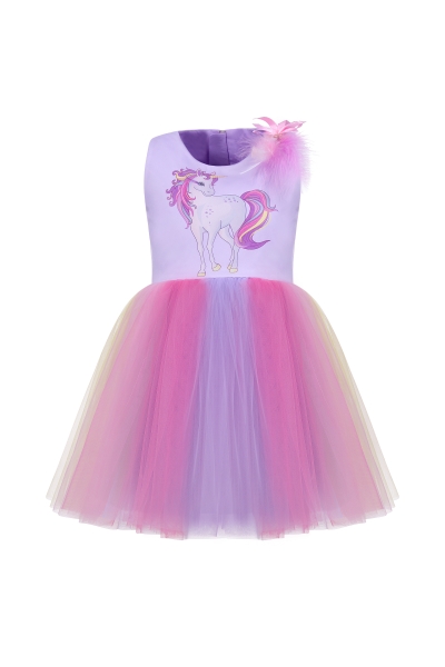 Детска рокля Еднорог в лилав цвят